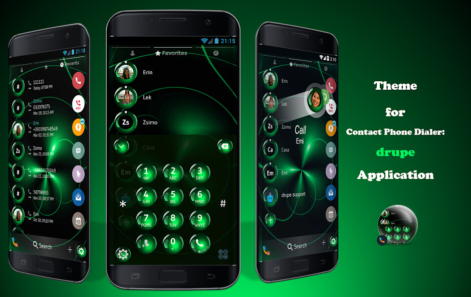 Run android online APK Theme Dialer Spheres Green from MyAndroid or emulate Theme Dialer Spheres Green using MyAndroid