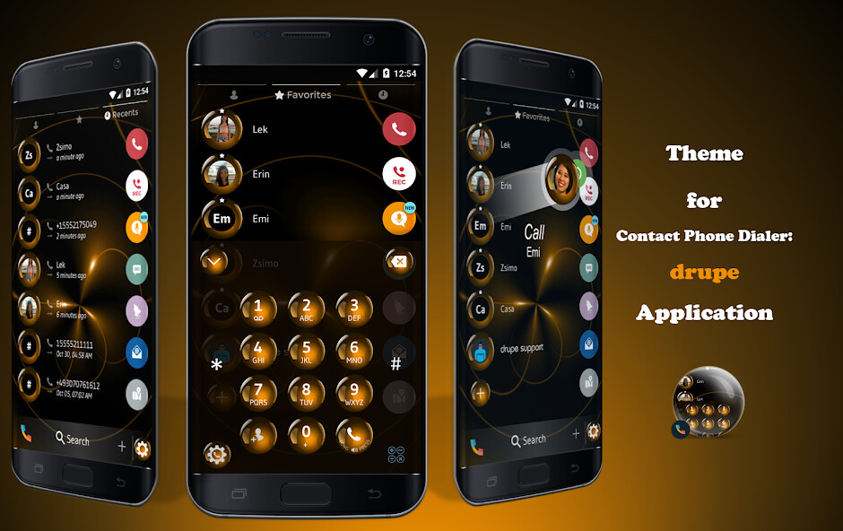 Run android online APK Theme Dialer Spheres Orange from MyAndroid or emulate Theme Dialer Spheres Orange using MyAndroid