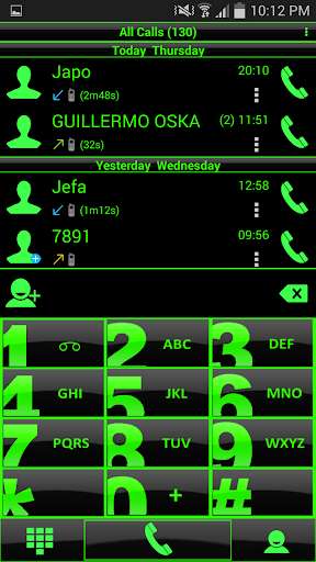Emulate Android APK Theme Glossy Green RocketDial
