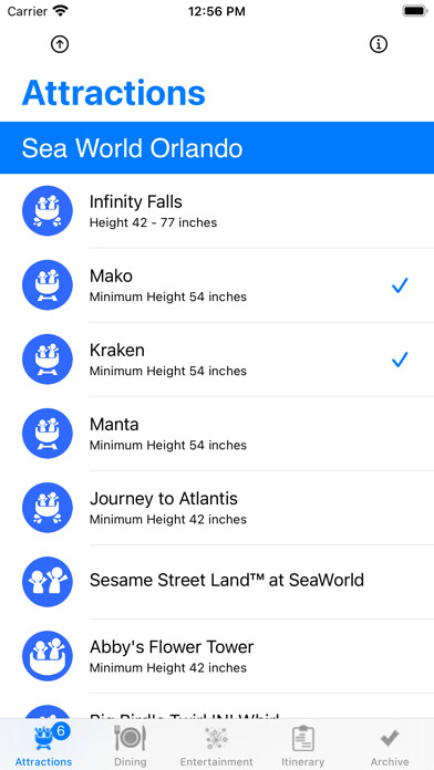 Emulate iPhone app ThemePark Checklist:Aquatic FL using MyAndroid