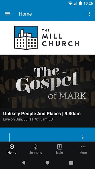 Emulate iPhone app The Mill Church using MyAndroid