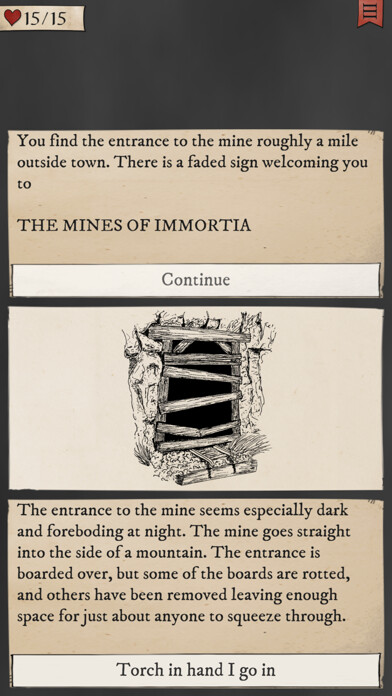 Emulate iPhone app The Mines of Immortia using MyAndroid