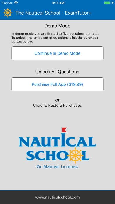 Emulate iPhone app The Nautical School ExamTutor+ using MyAndroid