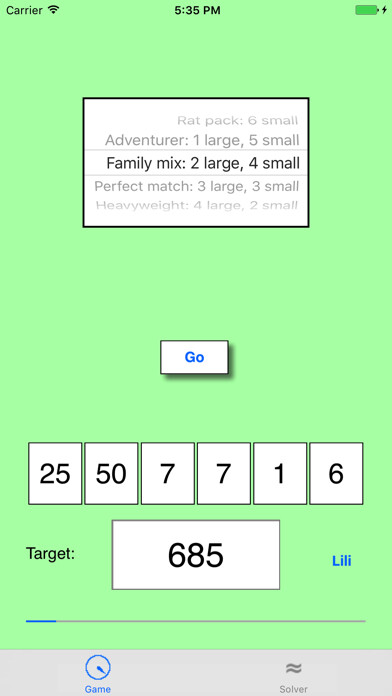 Emulate iPhone app The Numbers Game using MyAndroid