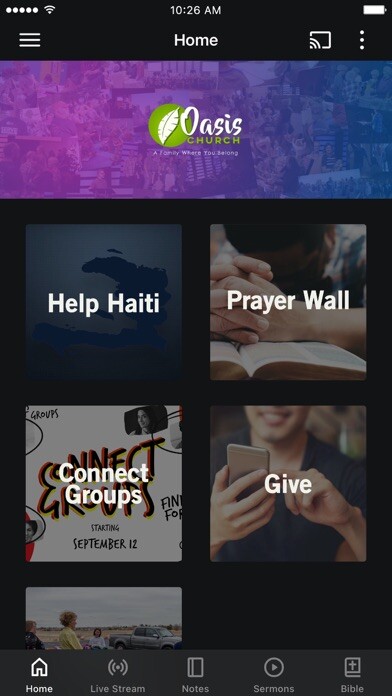 Emulate iPhone app The Oasis Christian Church using MyAndroid