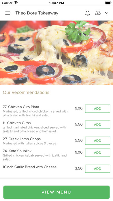 Emulate iPhone app Theo Dore Takeaway using MyAndroid