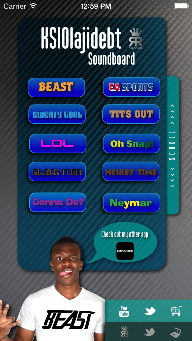 Emulate iPhone app The Official KSIOlajidebt Soundboard - KSI Sounds using MyAndroid