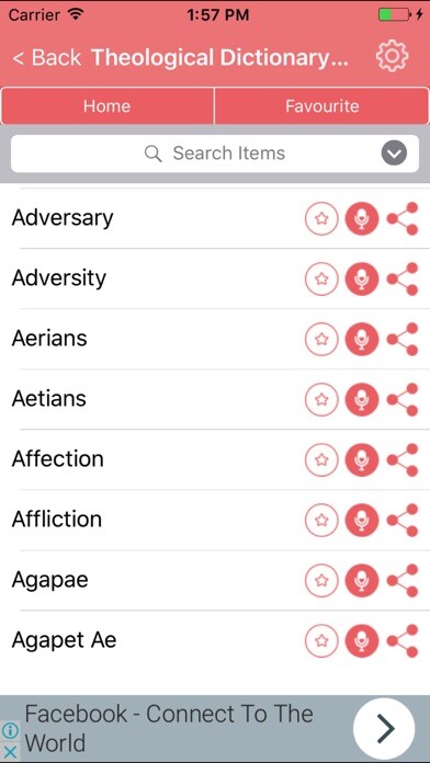 Emulate iPhone app Theological Dictionary Terms Definitions using MyAndroid
