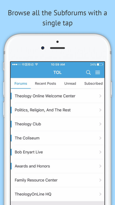 Emulate iPhone app Theology Online - Politics, religion, & more. using MyAndroid