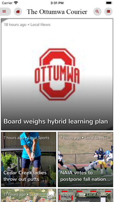Emulate iPhone app The Ottumwa Courier using MyAndroid