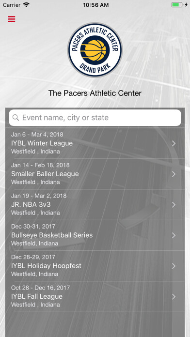 Emulate iPhone app The Pacers Athletic Center using MyAndroid