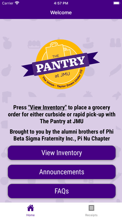 Emulate iPhone app The Pantry at JMU using MyAndroid
