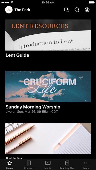 Emulate iPhone app The Park Community Church using MyAndroid
