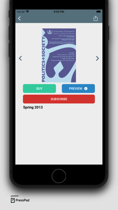 Emulate iPhone app The Politics & Society Journal using MyAndroid