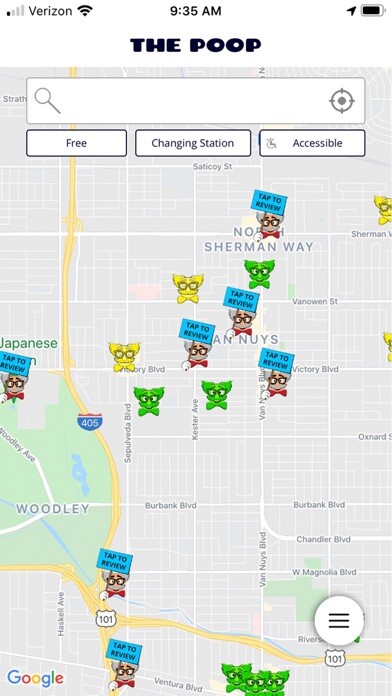 Emulate iPhone app The Poop - Bathroom Finder using MyAndroid