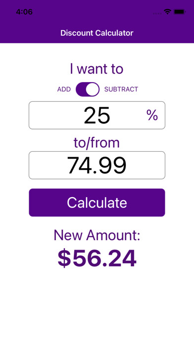 Emulate iPhone app The Purple Calculator using MyAndroid