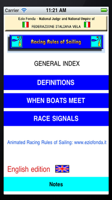 Emulate iPhone app The Racing Rules of Sailing using MyAndroid