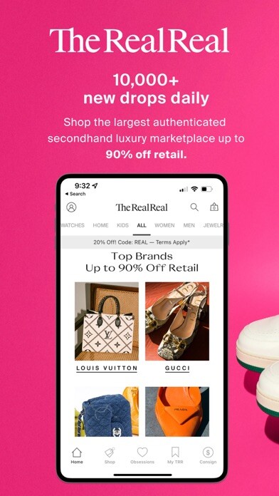 Emulate iPhone app The RealReal - Buy+Sell Luxury using MyAndroid