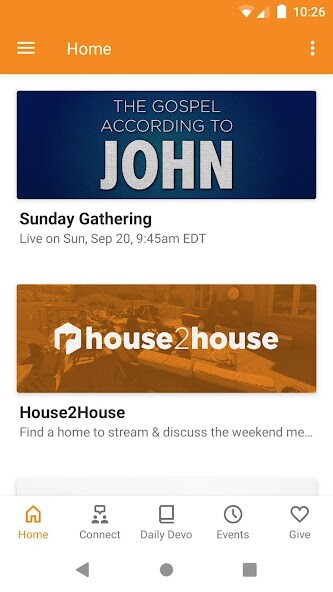 Emulate iPhone app The Rock Church of Fenton using MyAndroid