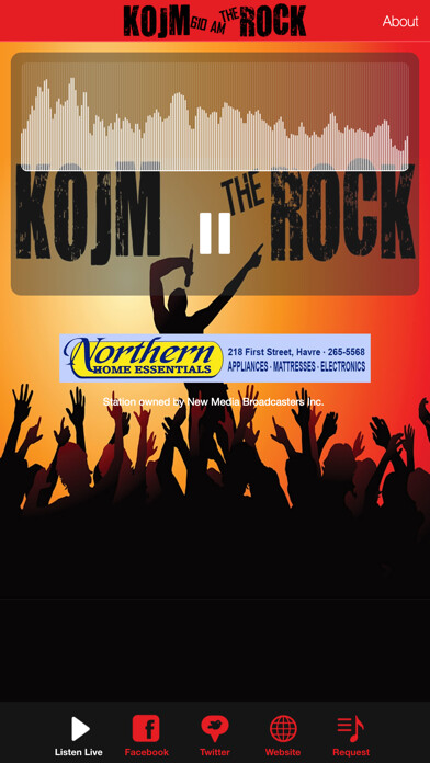 Emulate iPhone app The Rock - KOJM using MyAndroid