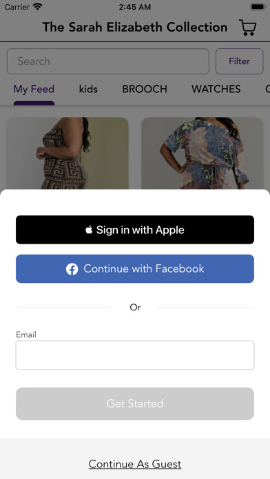 Emulate iPhone app The Sarah Elizabeth Collection using MyAndroid