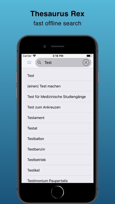 Emulate iPhone app Thesaurus Rex German using MyAndroid