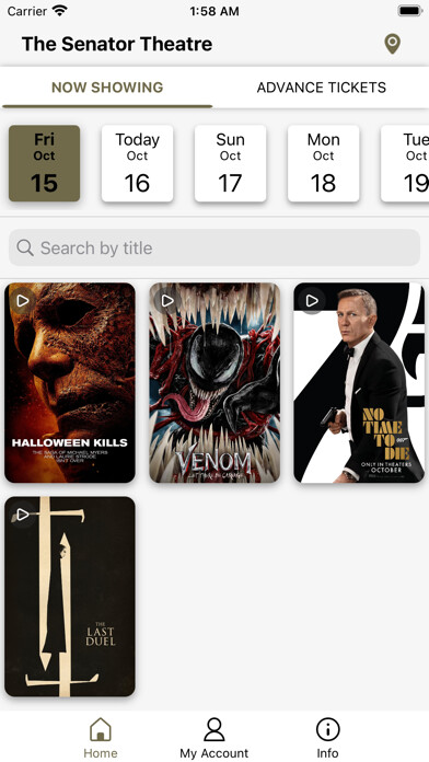 Emulate iPhone app The Senator Theatre using MyAndroid