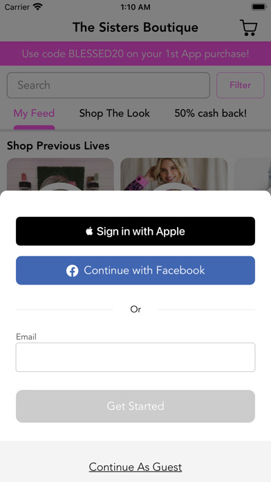 Emulate iPhone app The Sisters Boutique using MyAndroid