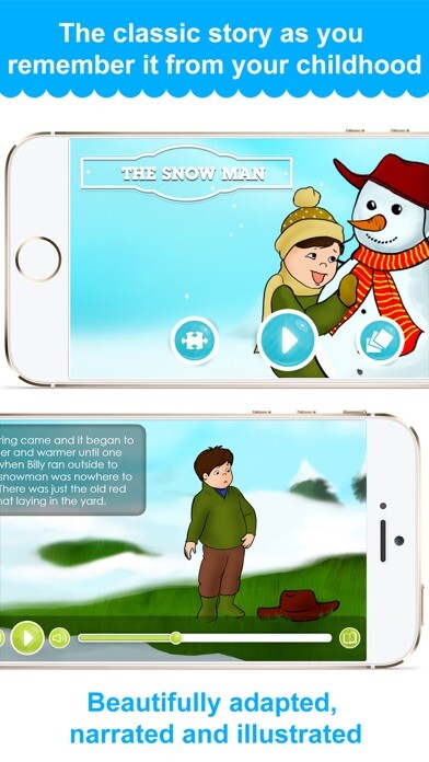 Emulate iPhone app The Snow Man - Narrated classic fairy tales and stories for children using MyAndroid