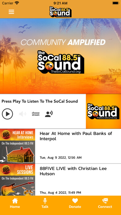 Emulate iPhone app The SoCal Sound using MyAndroid