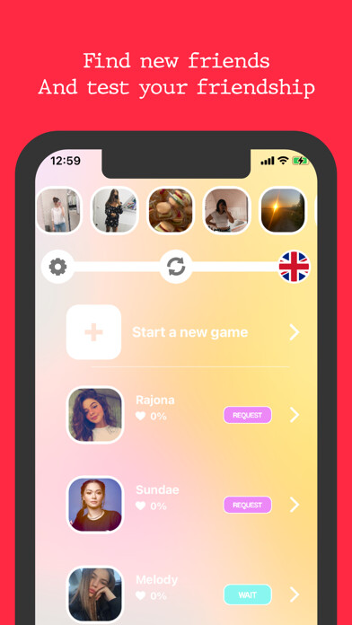 Emulate iPhone app TheTest - Test Your Friendship using MyAndroid
