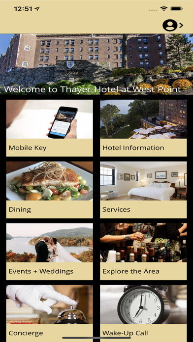 Emulate iPhone app The Thayer Hotel using MyAndroid