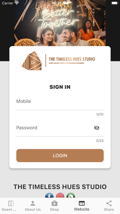 Emulate iPhone app The Timeless Hues Studio using MyAndroid
