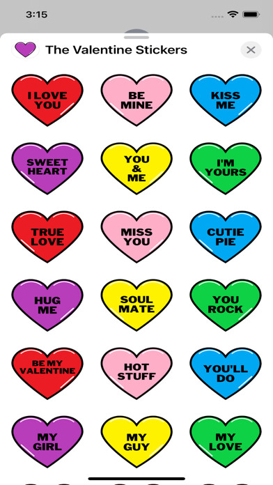 Emulate iPhone app The Valentine Stickers using MyAndroid