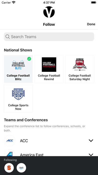 Emulate iPhone app The Varsity Network using MyAndroid