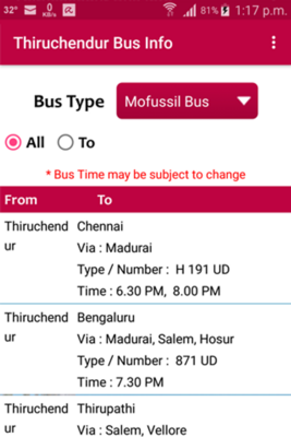 Emulate Android APK Thiruchendur Bus Info