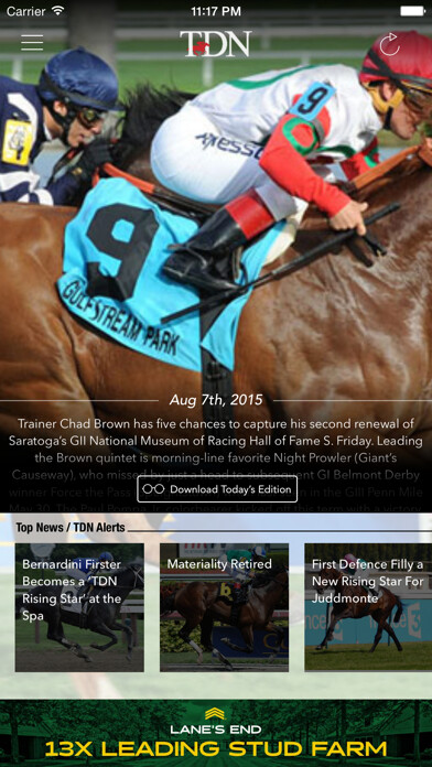 Emulate iPhone app Thoroughbred Daily News using MyAndroid