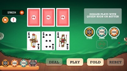 Emulate iPhone app Three Card Casino Poker using MyAndroid
