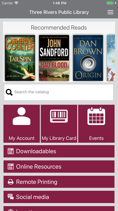 Emulate iPhone app Three Rivers Public Library using MyAndroid Emulate iPhone app Three Rivers Public Library using MyAndroid