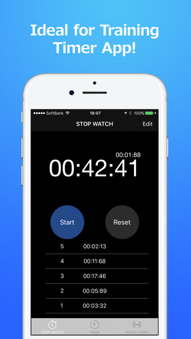 Emulate iPhone app ThreeTimer - Stopwatch.Timer.Round timer using MyAndroid
