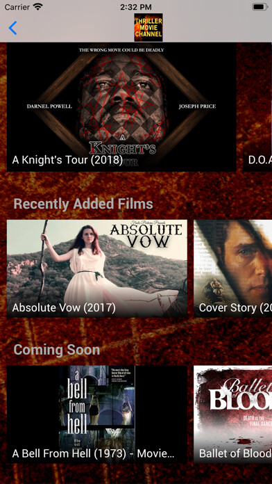 Emulate iPhone app Thriller Movie Channel using MyAndroid
