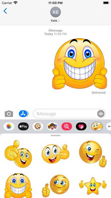 Emulate iPhone app Thumbs Up Emoji Stickers using MyAndroid