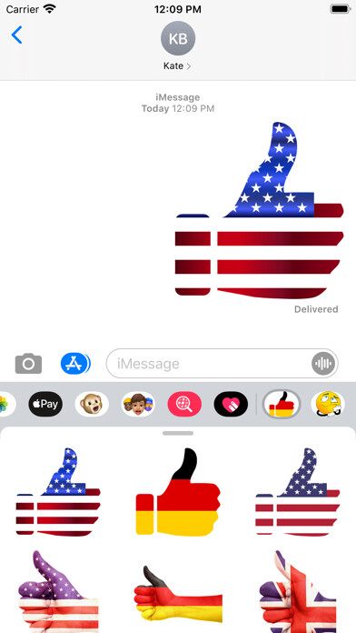 Emulate iPhone app Thumbs Up Flag Stickers using MyAndroid Emulate iPhone app Thumbs Up Flag Stickers using MyAndroid