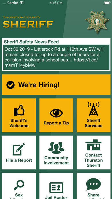 Emulate iPhone app Thurston County Sheriff using MyAndroid
