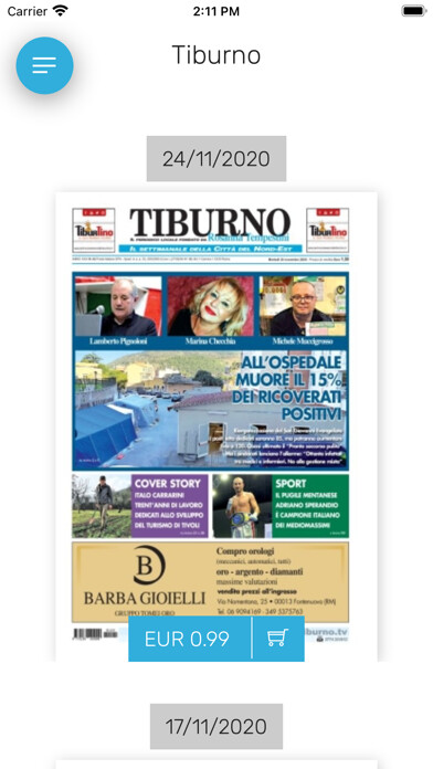 Emulate iPhone app Tiburno edicola digitale using MyAndroid