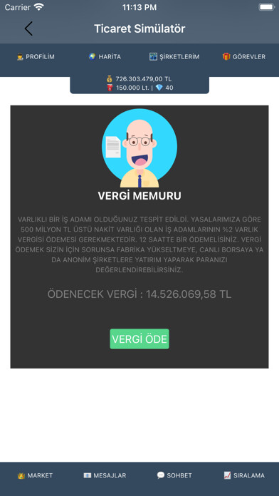 Emulate iPhone app Ticaret Simülatör using MyAndroid