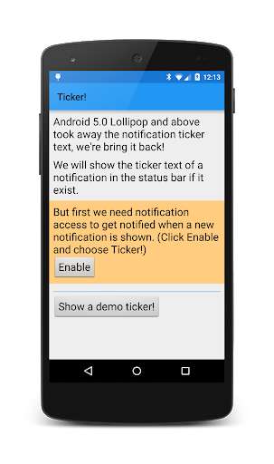 Run android online APK Ticker! Notification text beta from MyAndroid or emulate Ticker! Notification text beta using MyAndroid