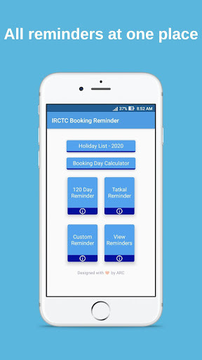 Run android online APK Ticket Booking Reminder for IRCTC from MyAndroid or emulate Ticket Booking Reminder for IRCTC using MyAndroid