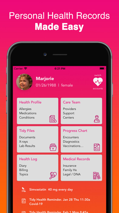 Emulate iPhone app Tidy Health PHR using MyAndroid