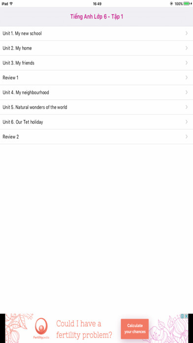 Emulate iPhone app Tieng Anh 6 - English 6 - Tap 1 using MyAndroid